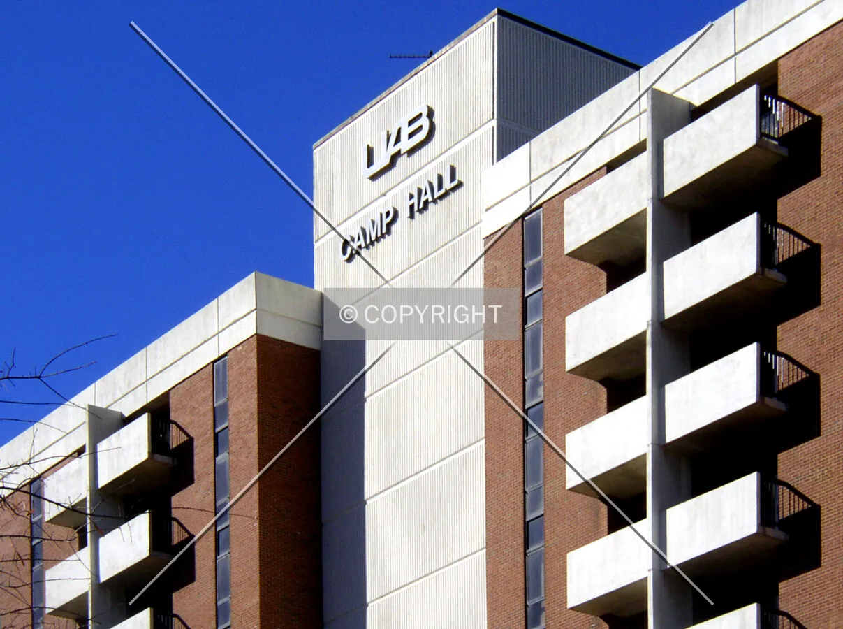 Signage on the upper floors of the southern facade