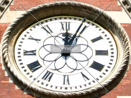Close-up of the south clock face from Euston Road