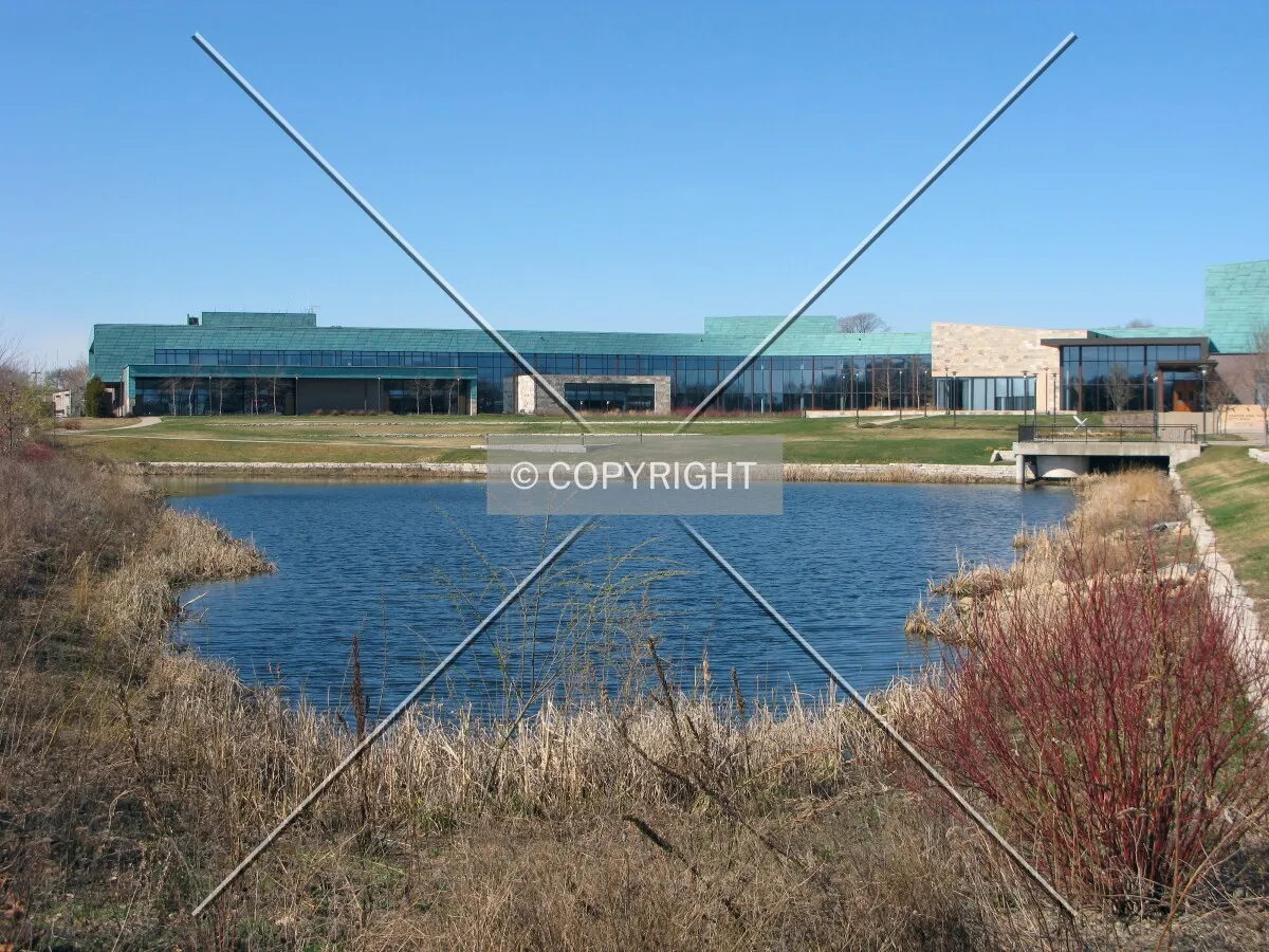 View to the west across the adjacent pond