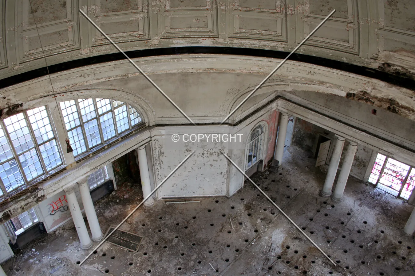 Looking down from the dome