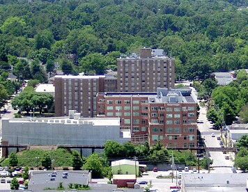 View from the east with the Morgan Keegan Building