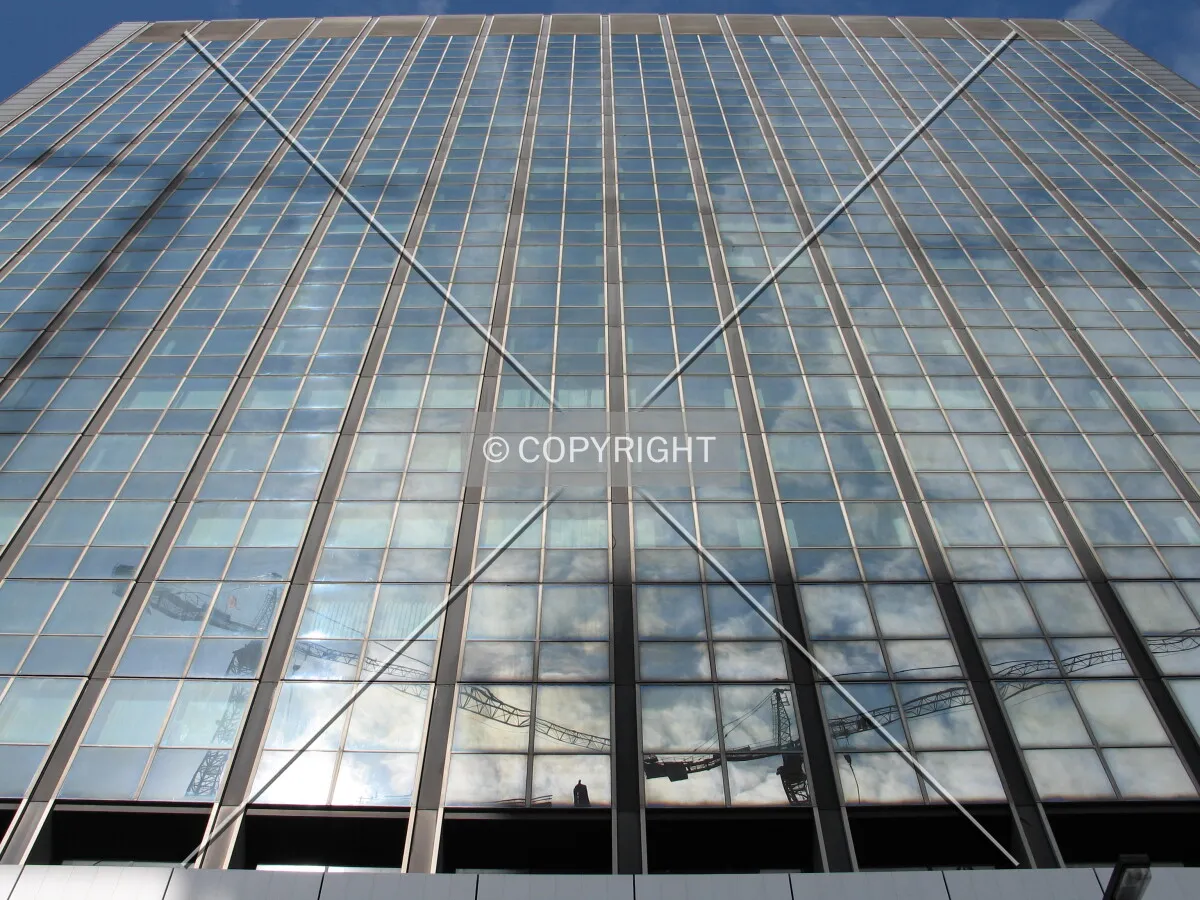 Looking up from the Albert II laan