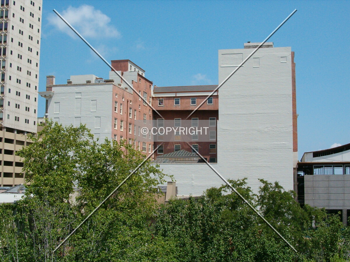 View from neighboring building looking north