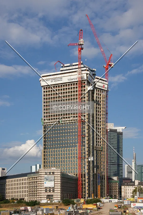 Side view of the tower in the middle of the construction