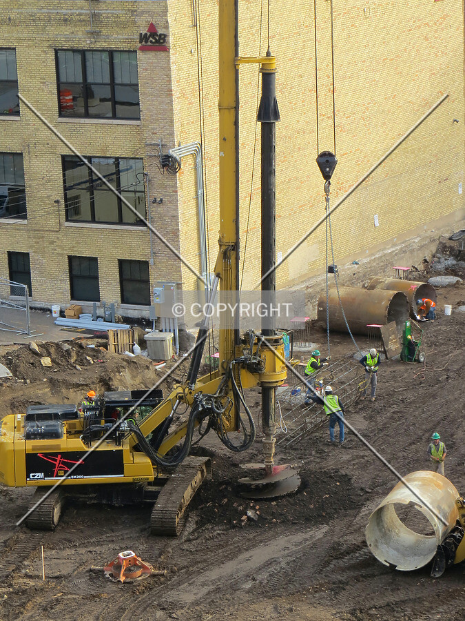Preparing to drill more caissons
