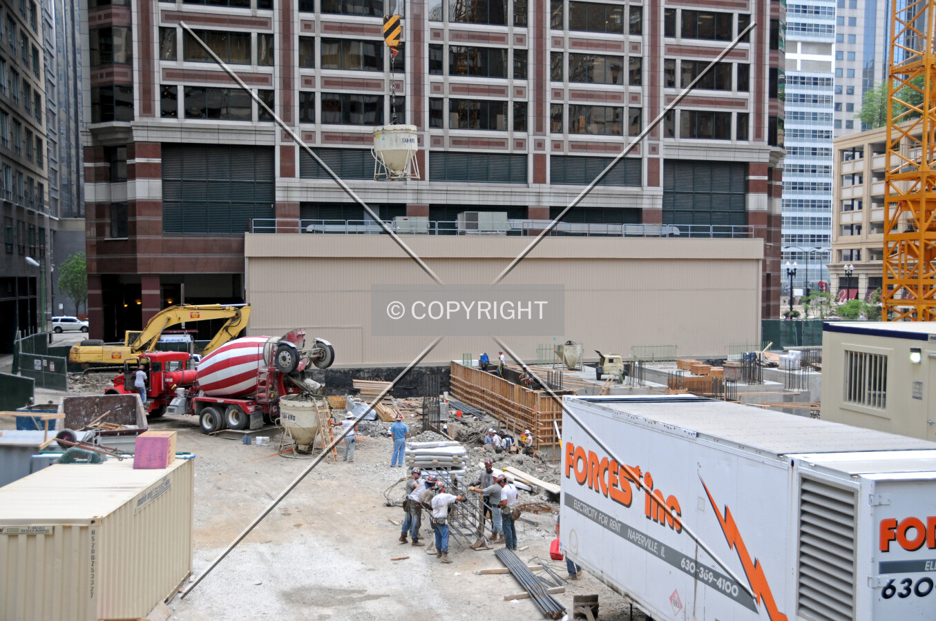 Looking west across the site from the Mezzanine Level of the CTA Washington and Wells Station