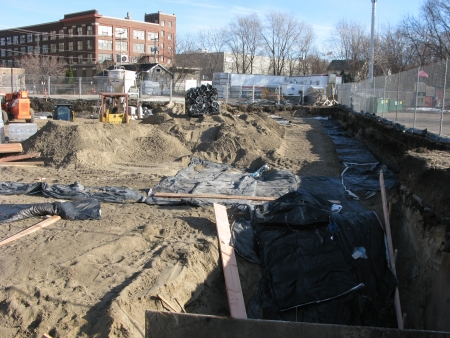 Future south foundation wall from Huron Boulevard