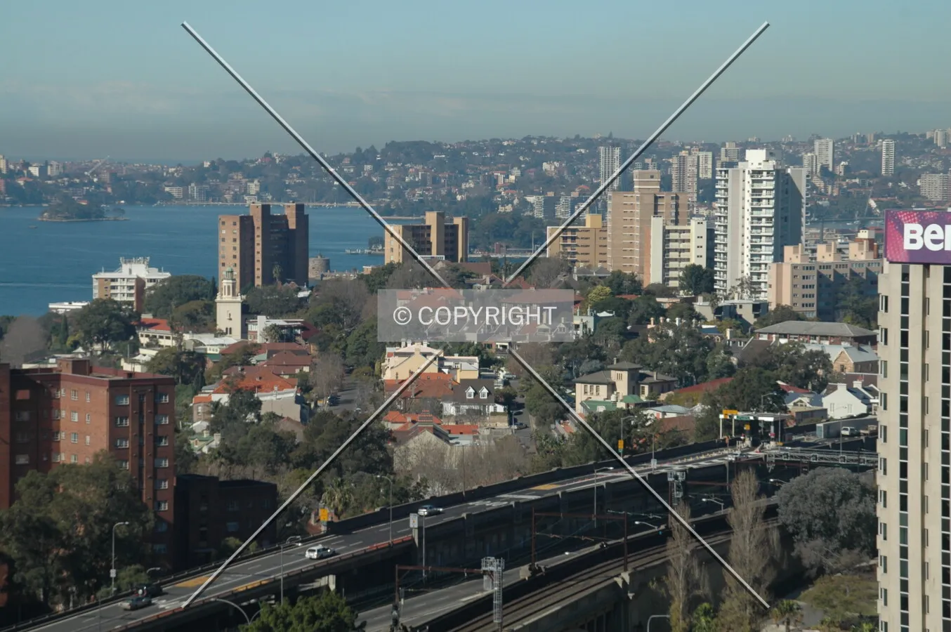 Elevated view to the southeast