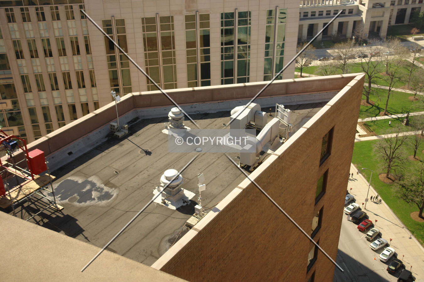 View on the roof of the Hyatt Hotel building
