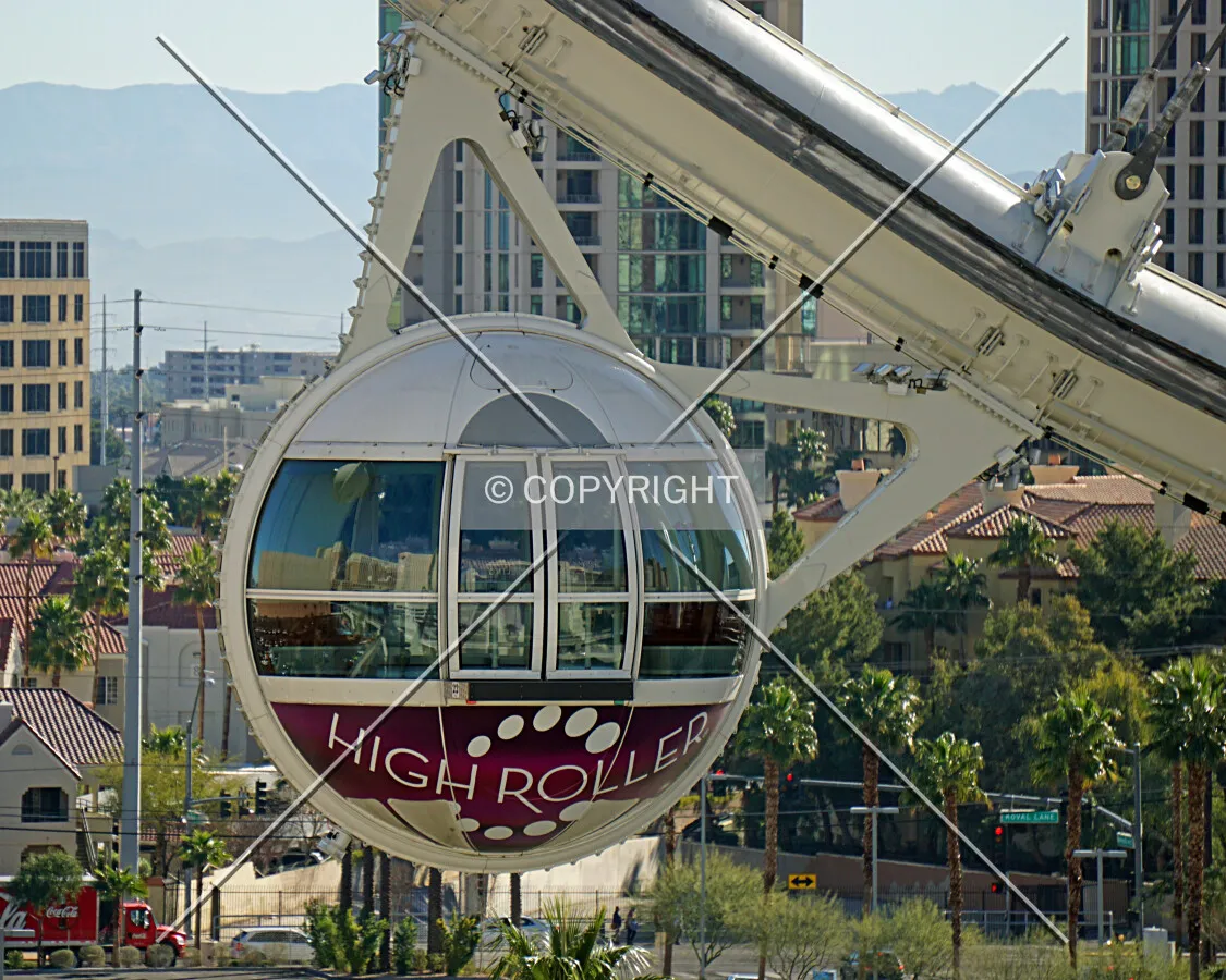Detailed view of a passenger cabin as seen from the LINQ Hotel to the west; February 15, 2017