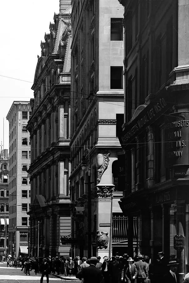 Vintage view from the west showing lower stories