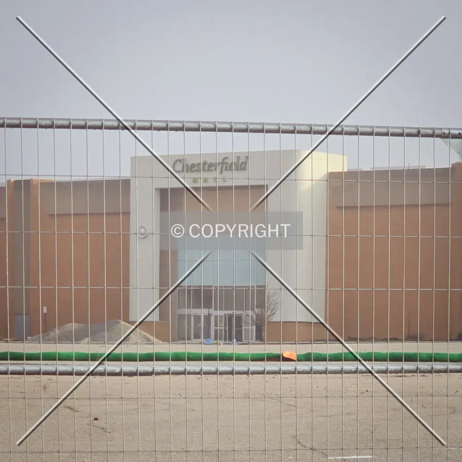 Early morning view of the south entrance during demolition; December 28, 2024
