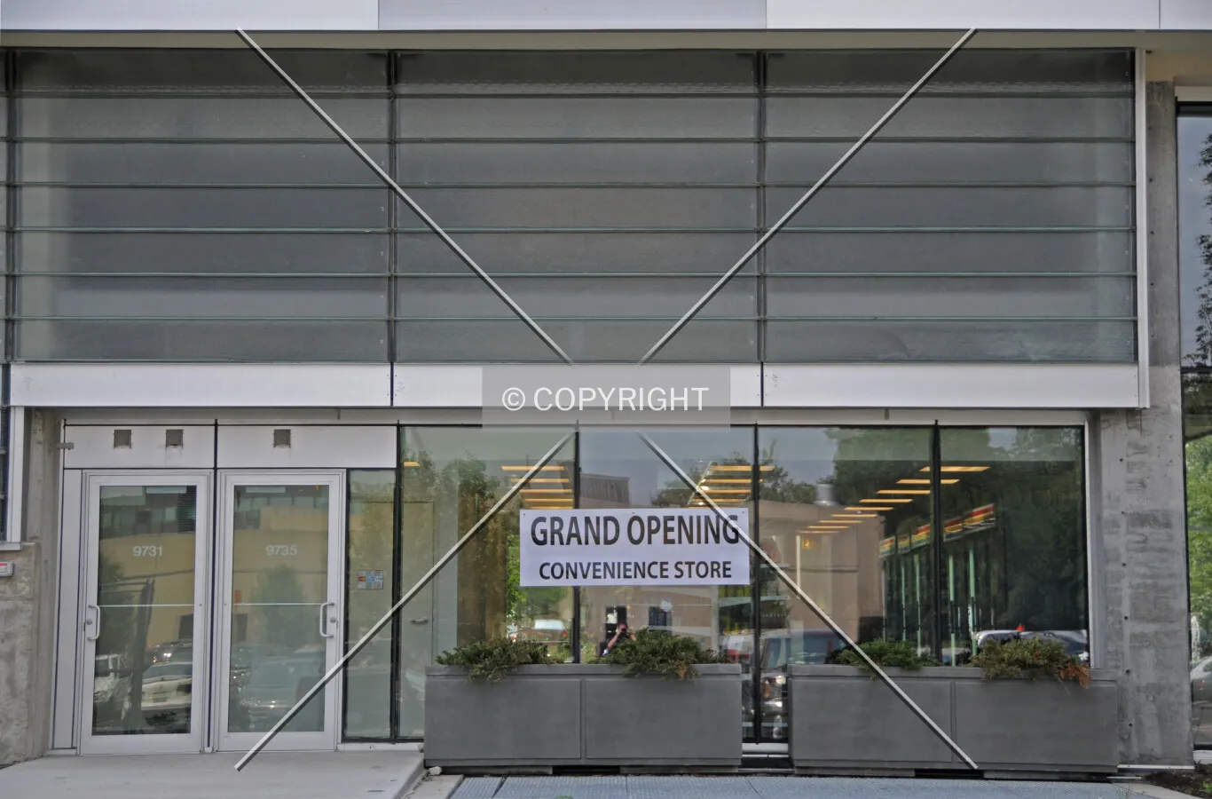 Rear entrance of the newly opened convenience store