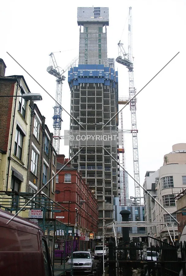 View north of the frame and formwork
