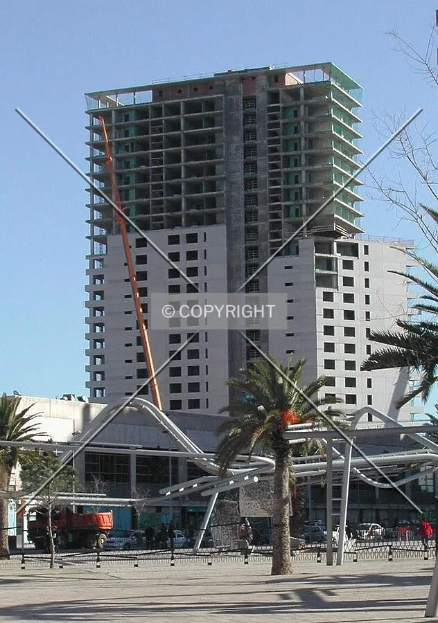 View of the back side, half of the concrete panels have been placed