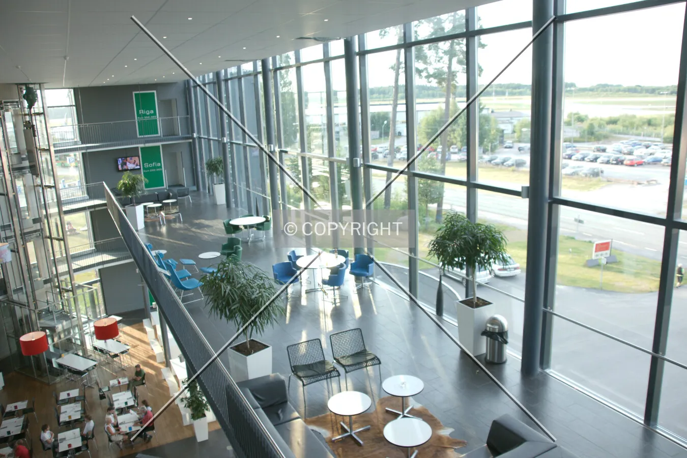 Lobby and glass facade