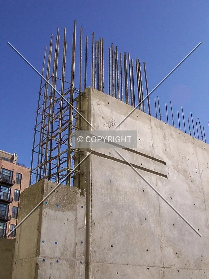 Shear wall and rebars in close-up