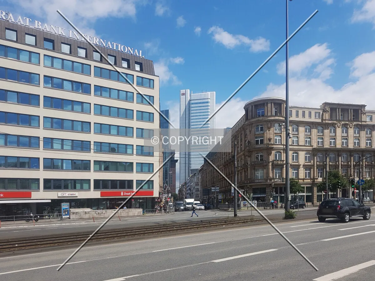 Silver Tower as seen from the main train station Frankfurt