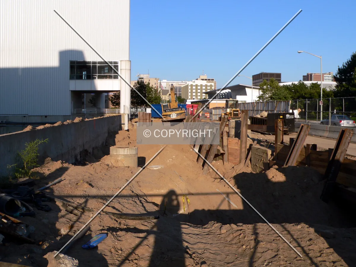 View to the east across the site along Bridge Street