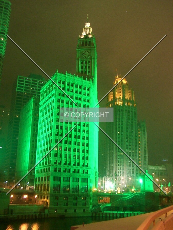 Bathed in green light