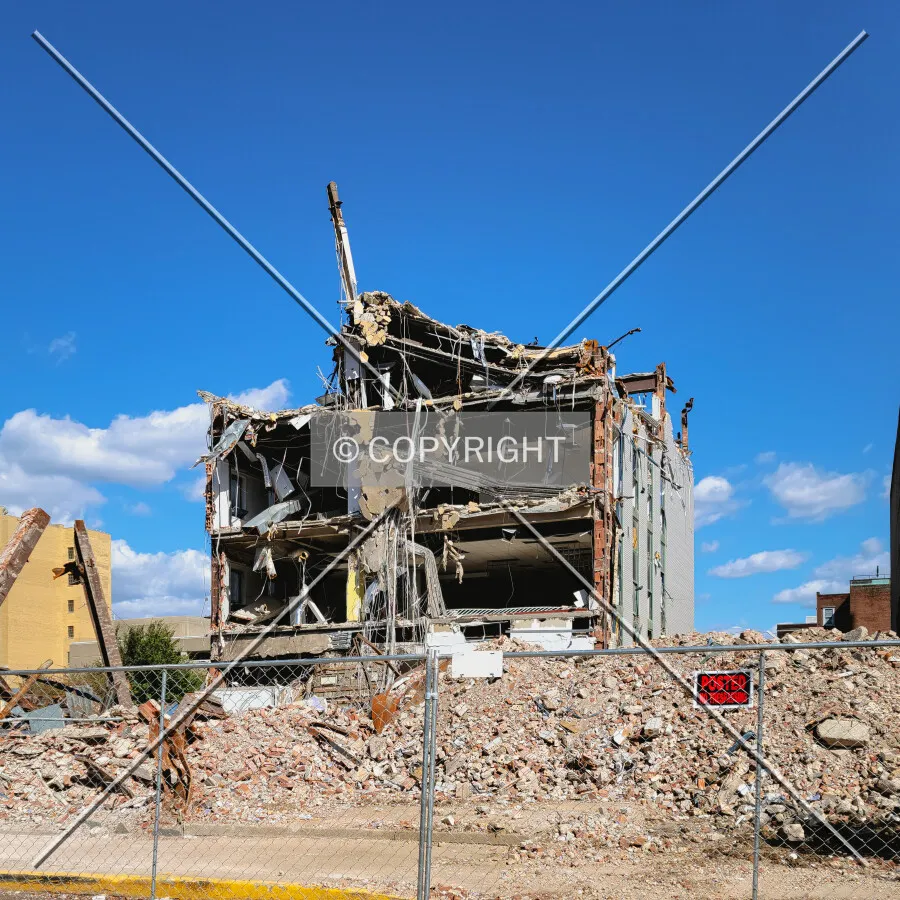 From the south during demolition; October 16, 2021