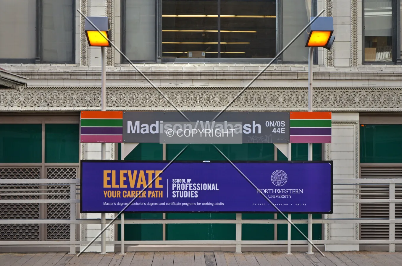 Station signage on the western platform; March 7, 2015.