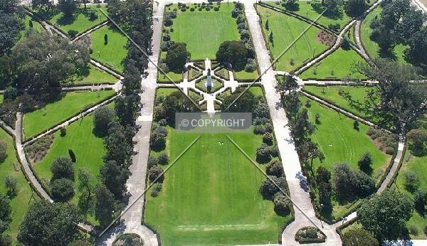 The capitol's landscaped grounds as seen from its overlook