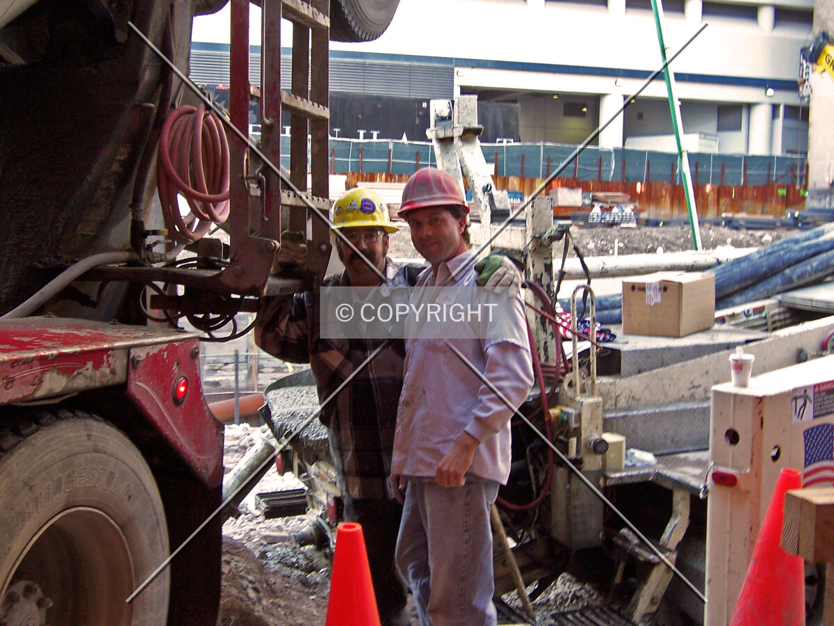 Two of the hard-working individuals on the day of the foundation mat pour