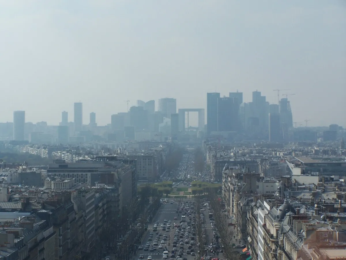 Hazy view from the Arc de Triomphe