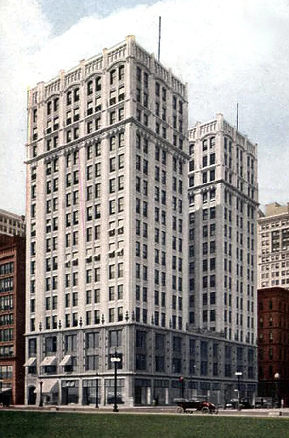 View from the northeast showing original construction