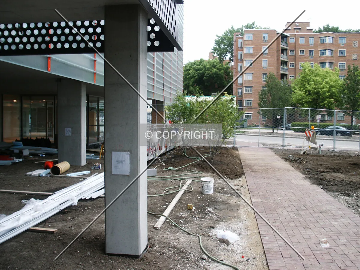 Looking north past the entrance