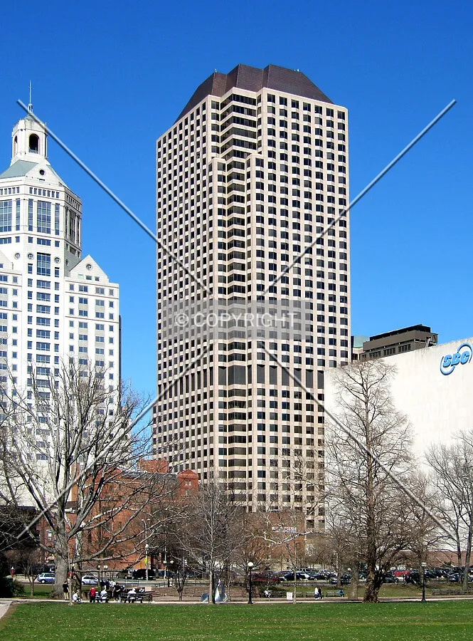View from the southwest across Bushnell Park betweeen Goodwin Square and the SBC Building