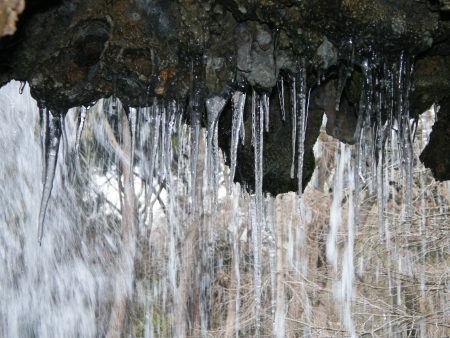 Iced water in a cave