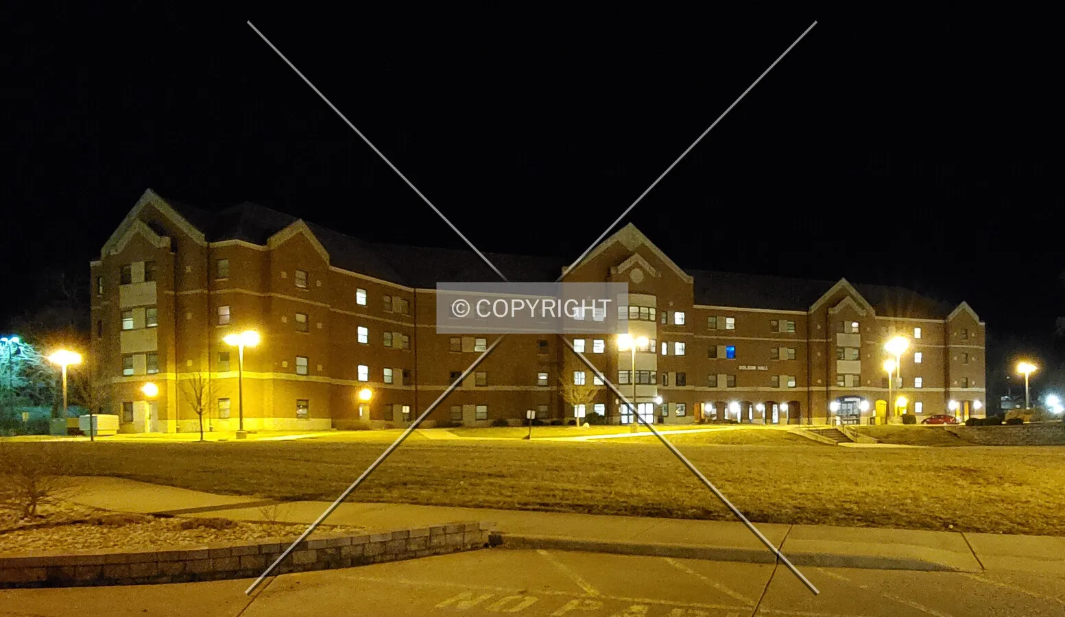 Northwest view at night; February 21, 2020