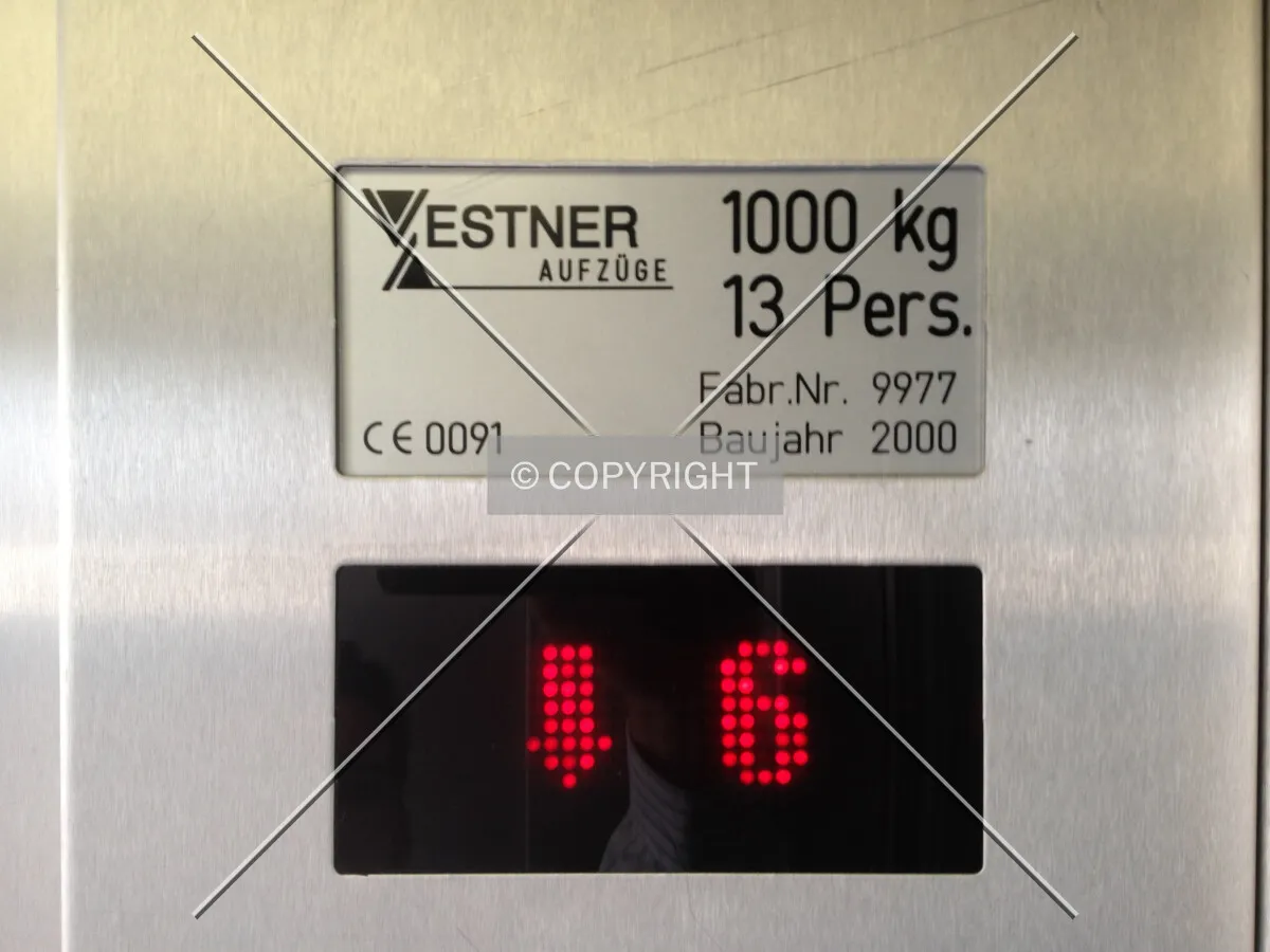 Digital display in an elevator showing the current floor number