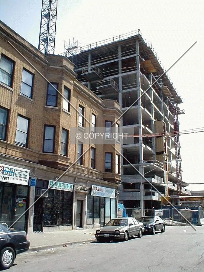 Looking east from Leland Street