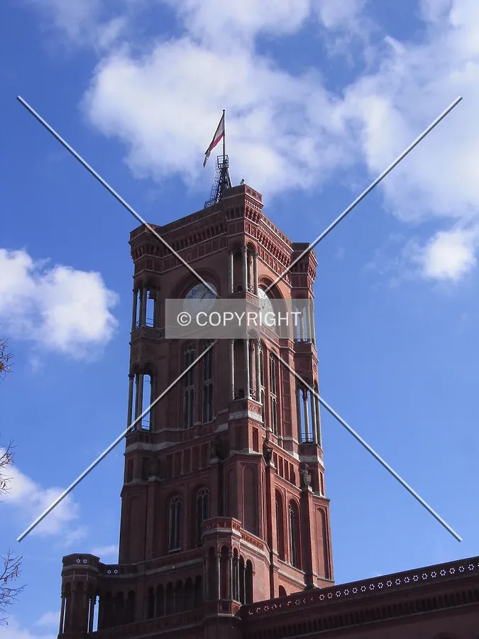 Clock tower of Rotes Rathaus in Berlin