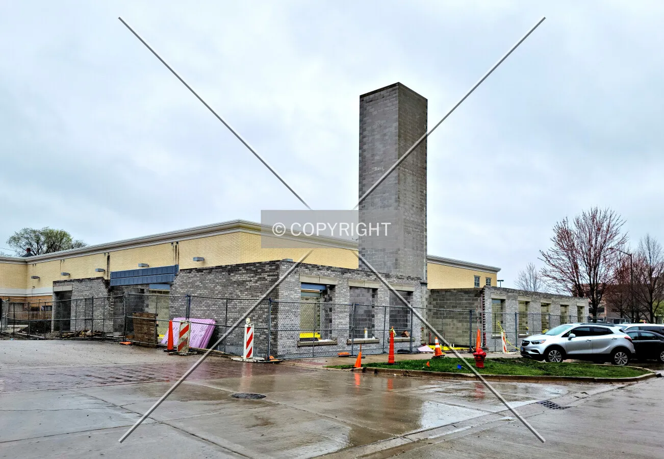 From the southeast during construction; April 10, 2021