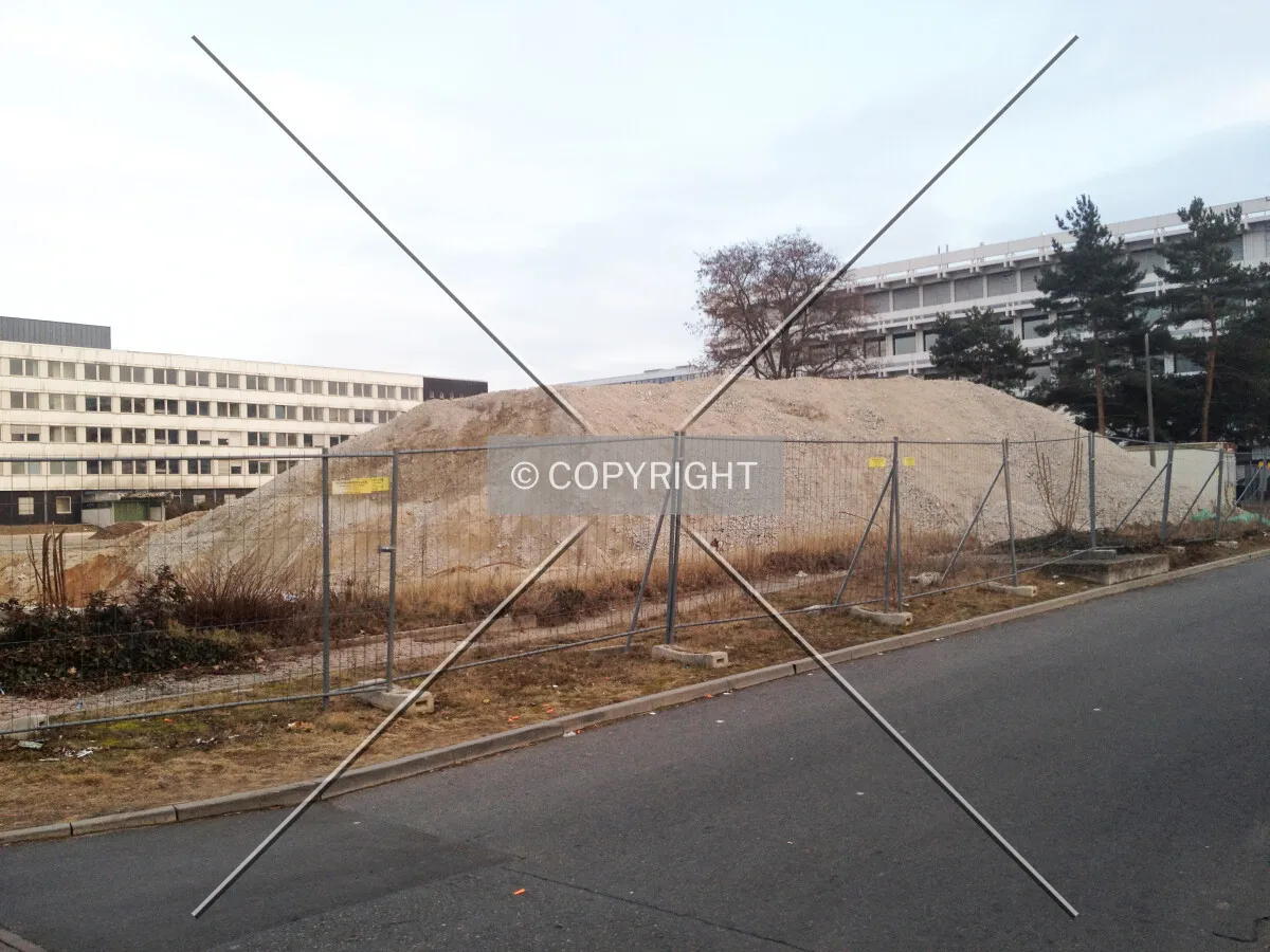 The empty lot after the destruction of the office building