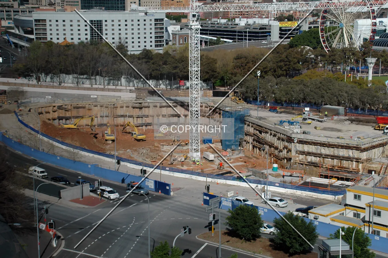 Elevated view of the site