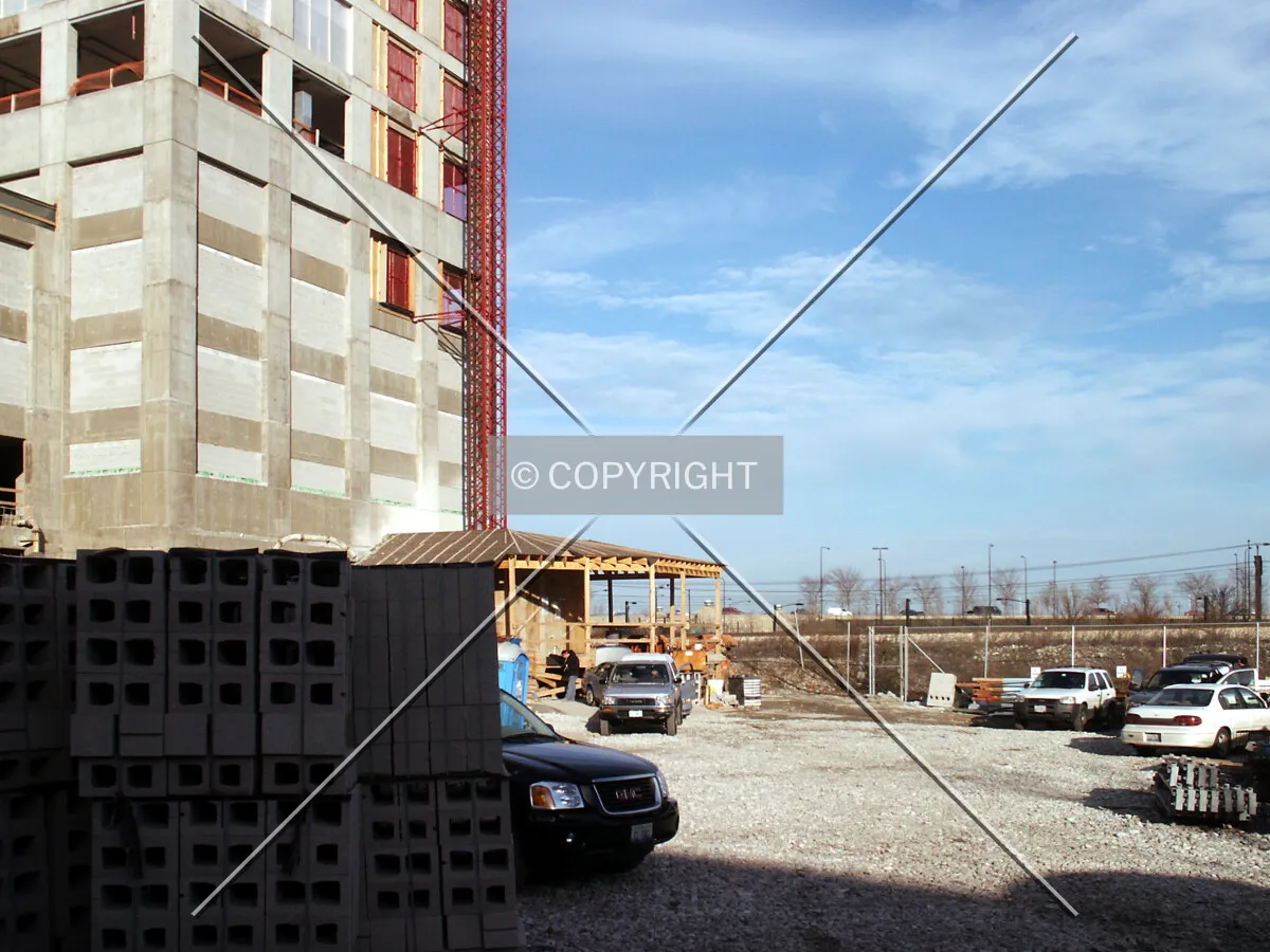 Staging area south of the building