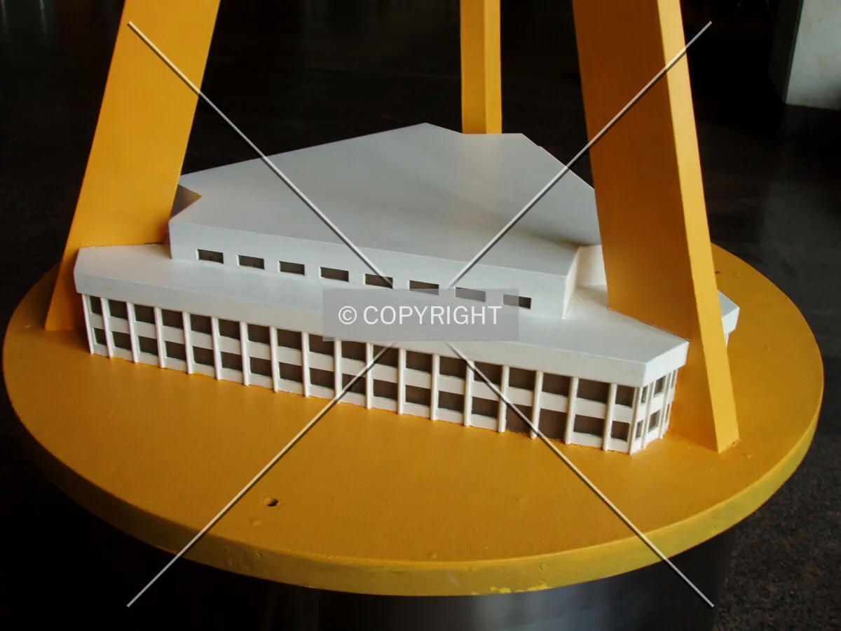 Base of a model located in the tower's ground floor lobby