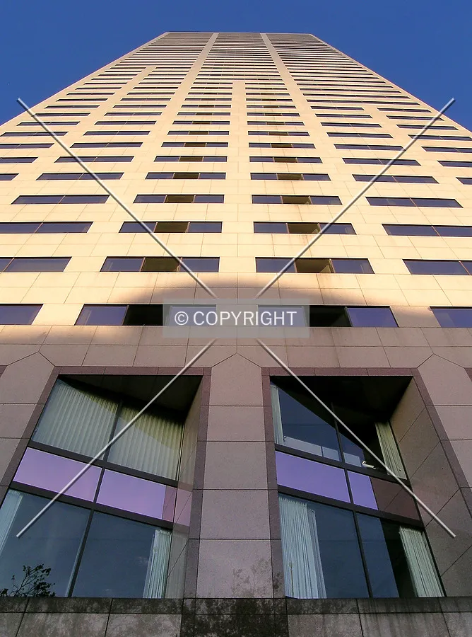 Looking up the northwestern facade
