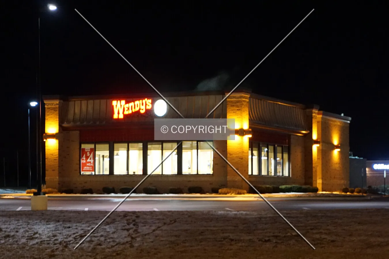 View from the southeast at night; February 9, 2016