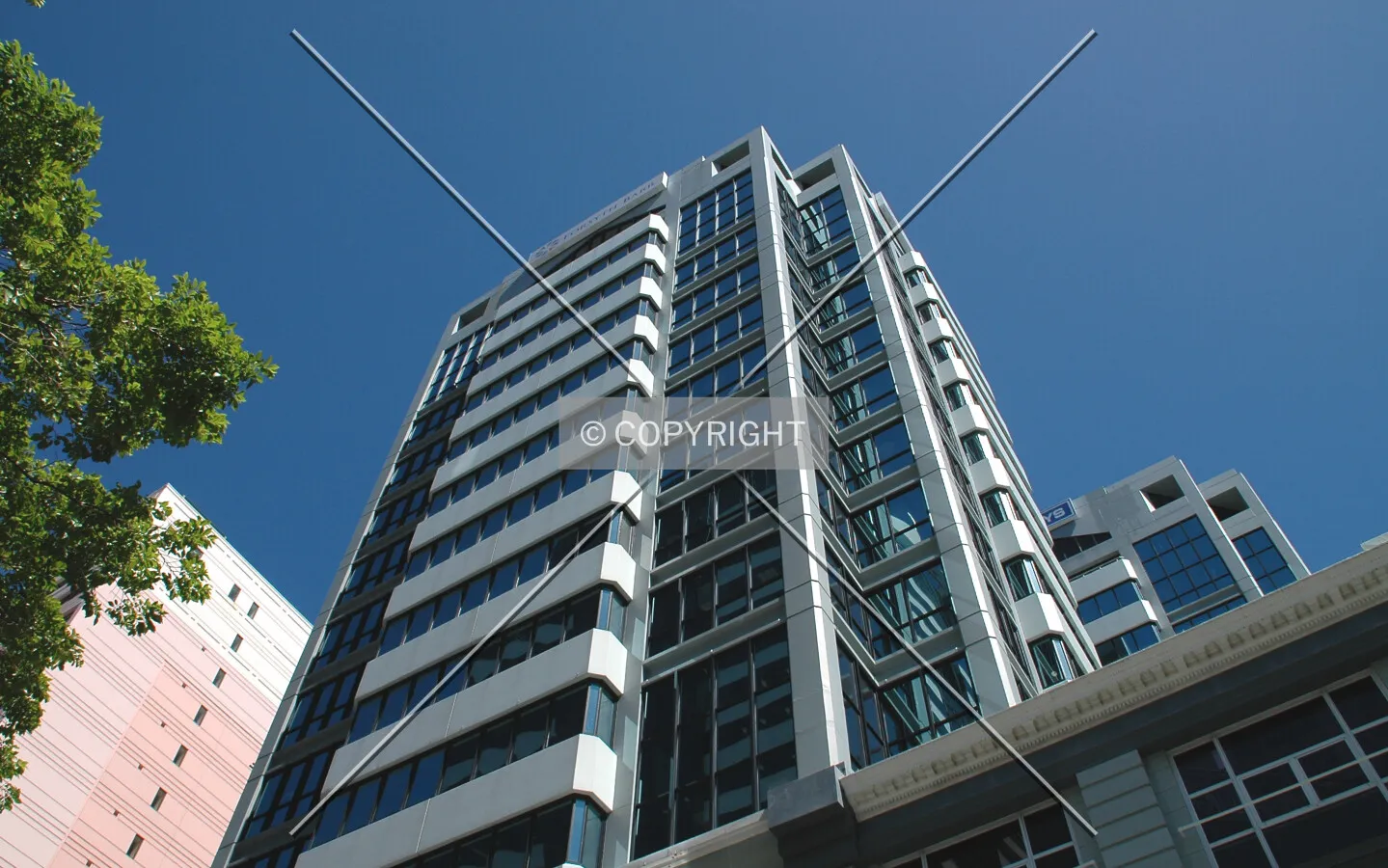 Looking up the north corner