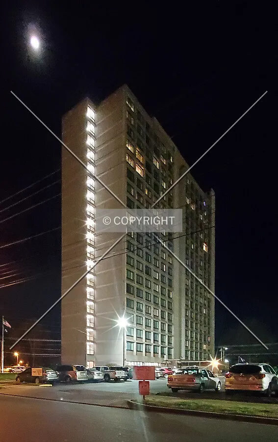Northwest view at night; March 6, 2020
