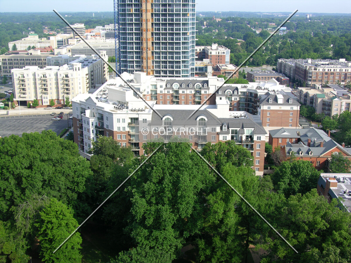 Elevated view from the southeast