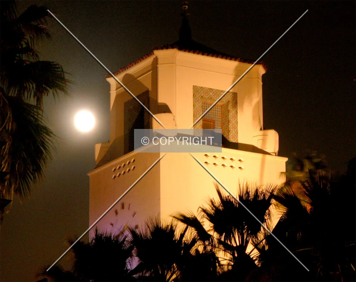 Clock tower with moon rise