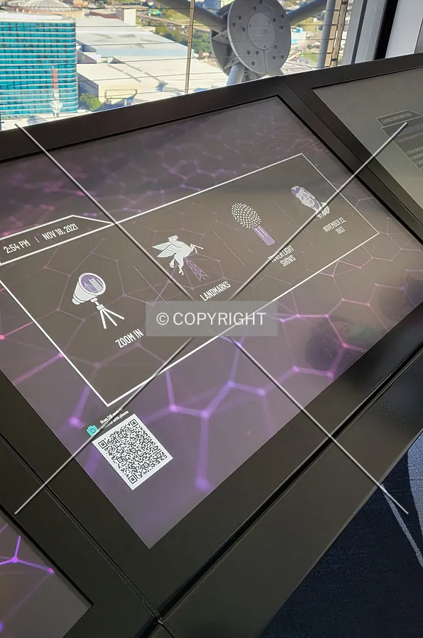 An interactive computer screen on the observation floor; November 18, 2021
