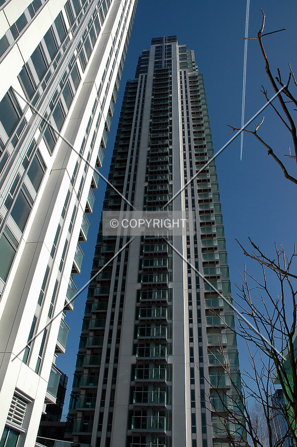 Looking up from the entrance on Millharbour